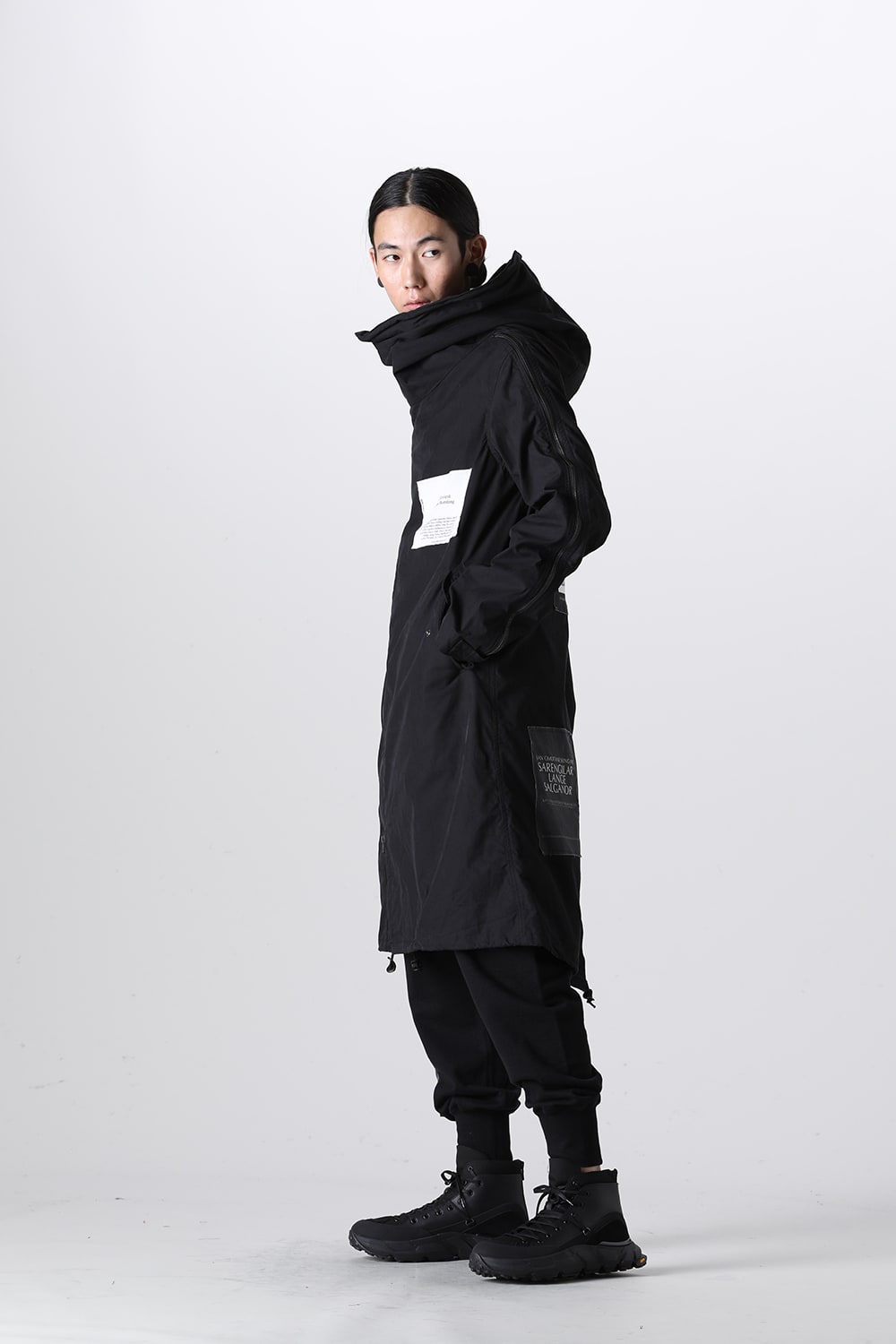 Multi Zip Military Hoodie Coat w/Printed Patches