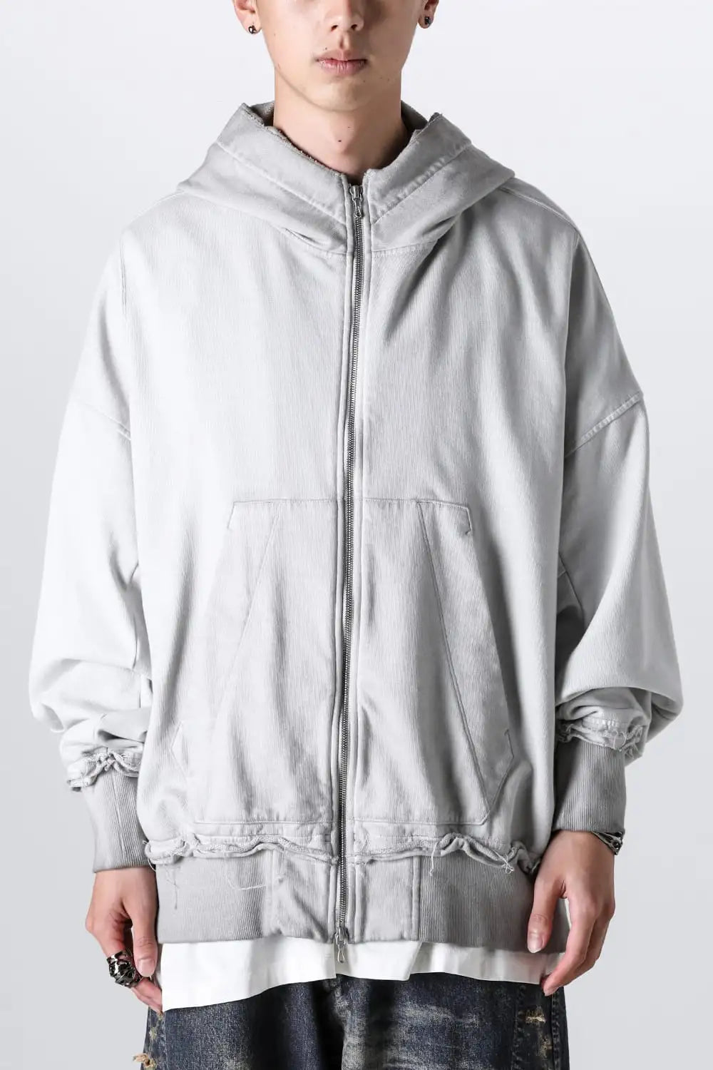 Cotton Sweat Zip Up Hoodie Plaster