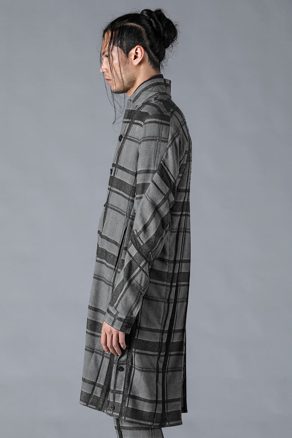 Check Jacquard W-Breasted Shirt Coat