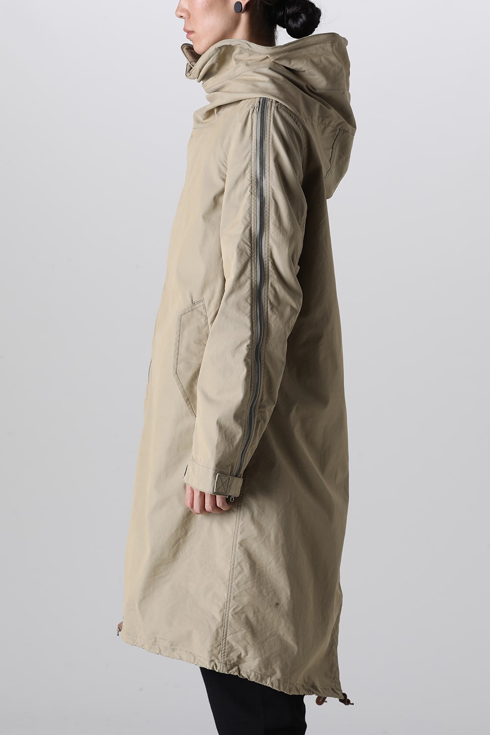 Multi Zip Military Hoodie Coat - Without Patches Beige