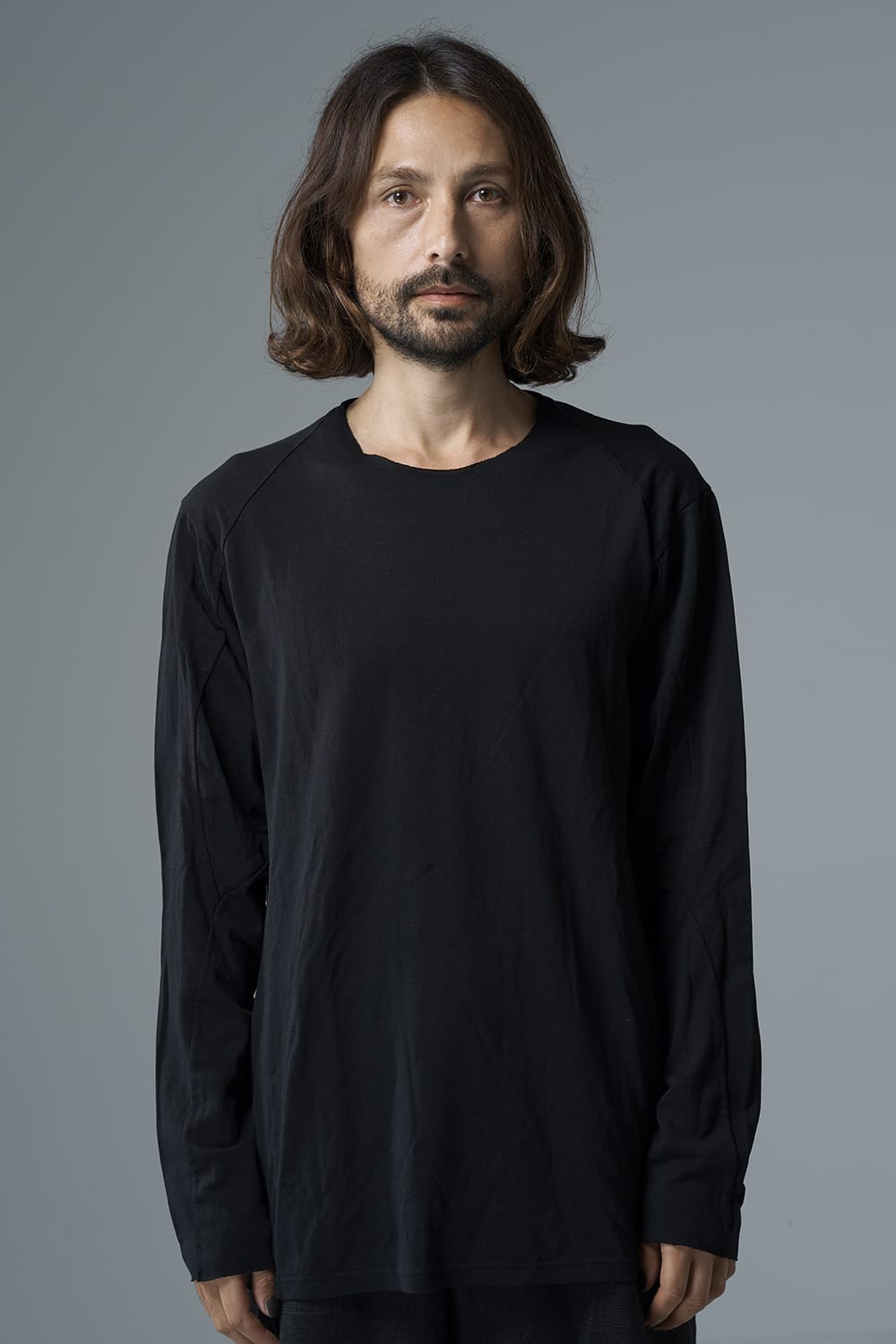 Long sleeve japanese paper jersey charcoal dyed  Black