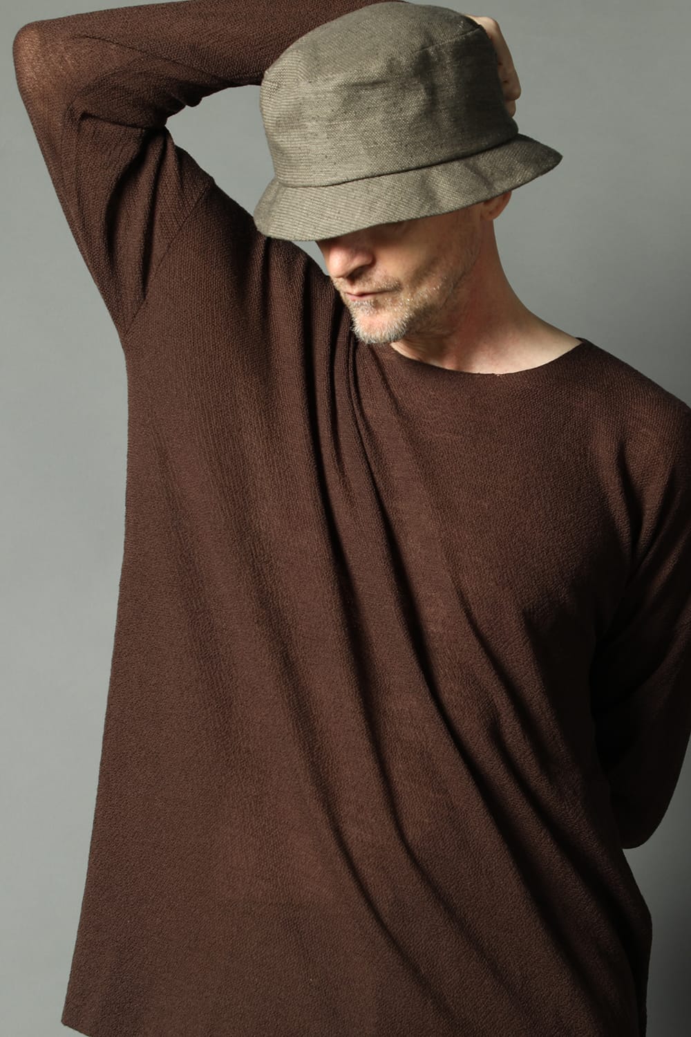 ルーズフィット ロングスリーブ メリノウール  ダークブラウン