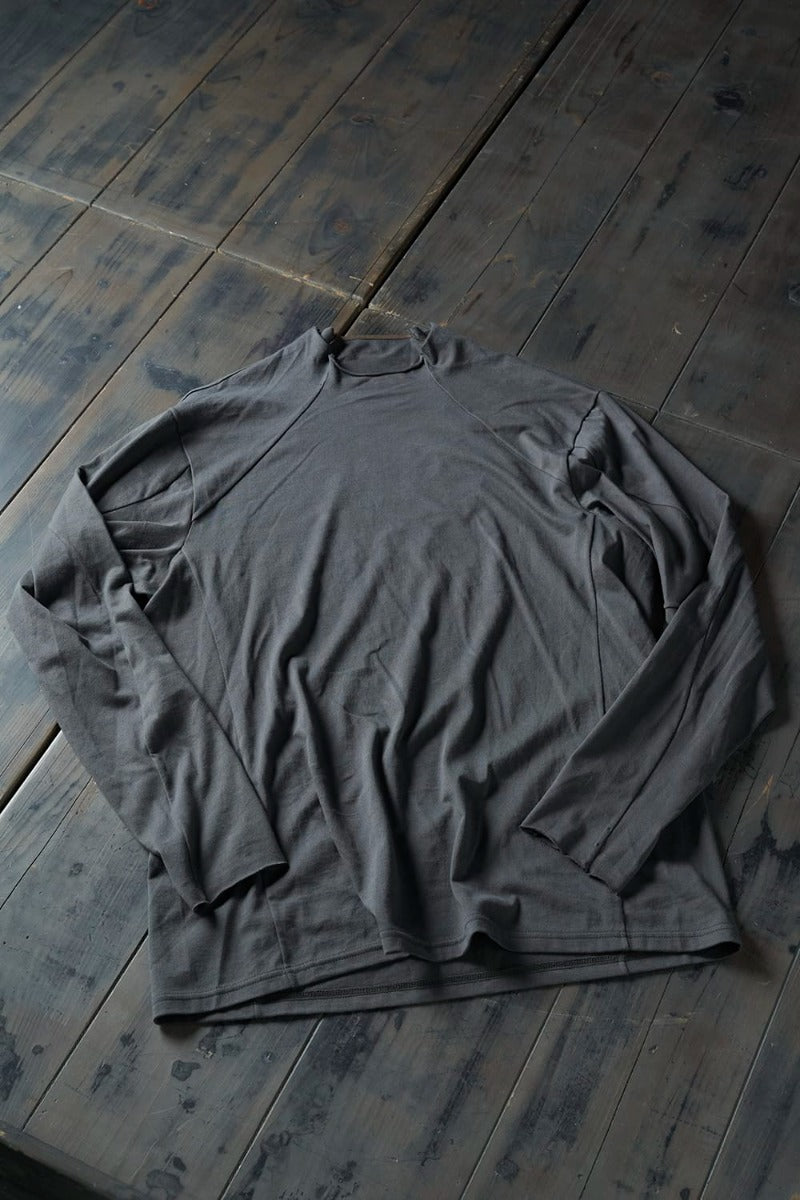 Semi High neck Long sleeve suvin cotton jersey  Charcoal