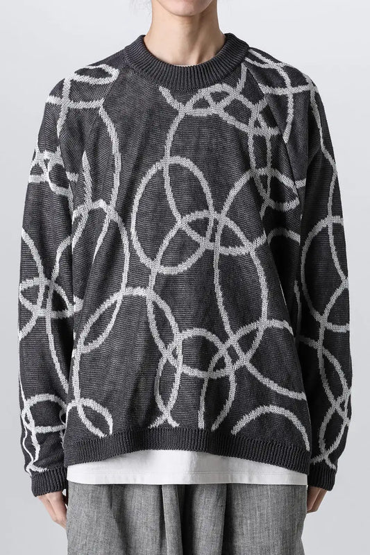 KNITTED CREW NECK Hemp yarn 7gg DK GREY