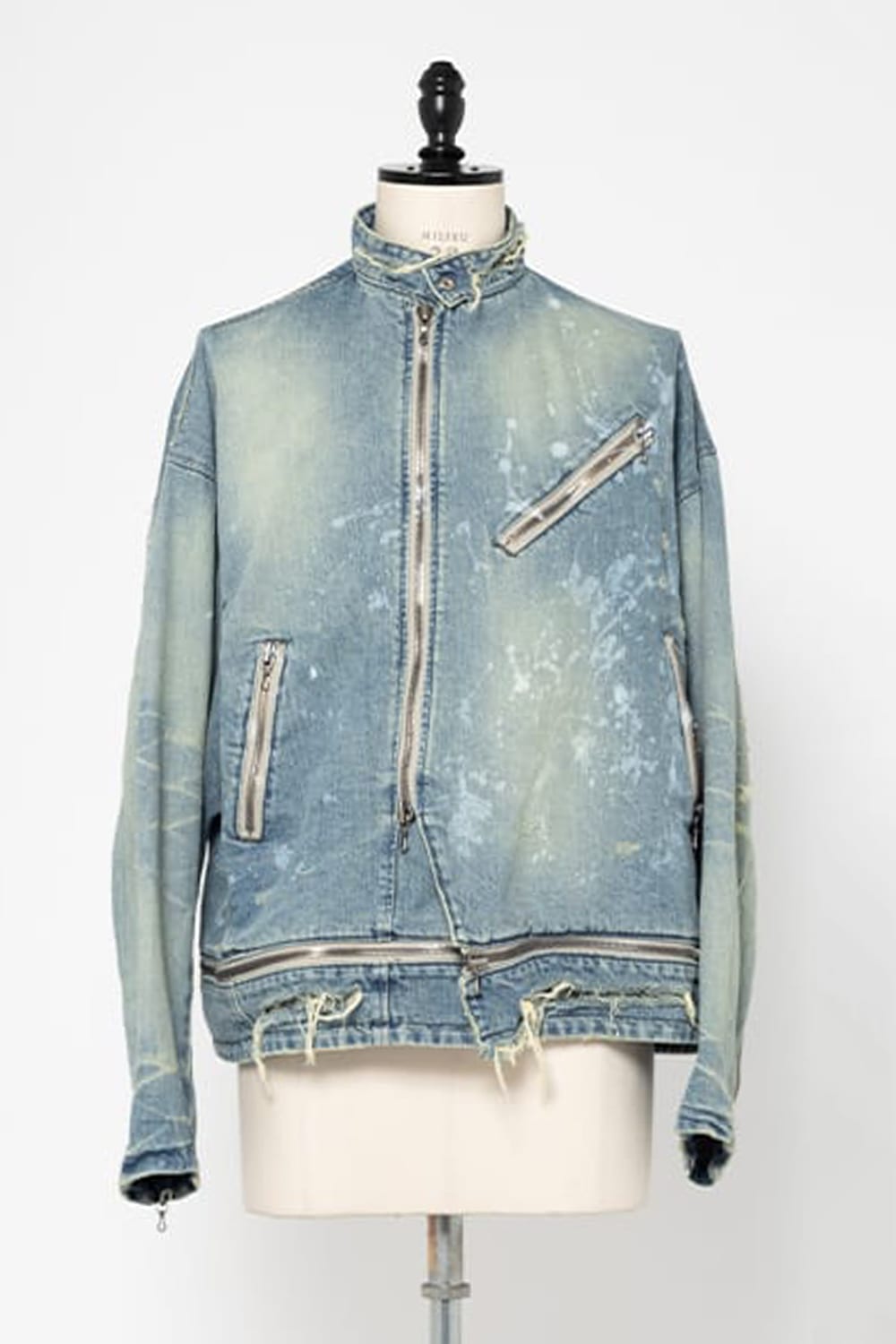 11.5oz Denim Damage Painted Denim Blouson