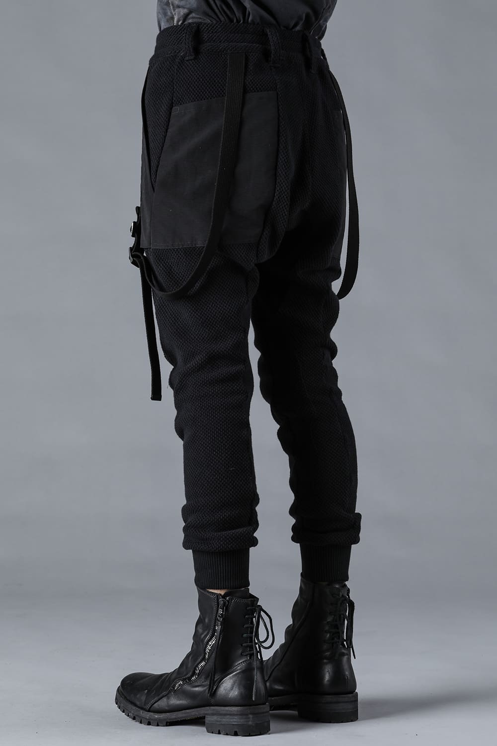 Honeycomb Cotton Jersey Suspender Drop-Crotch Jogger Pants