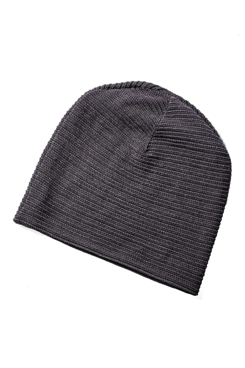 Knit cap high twist cotton stripe Mud Gray