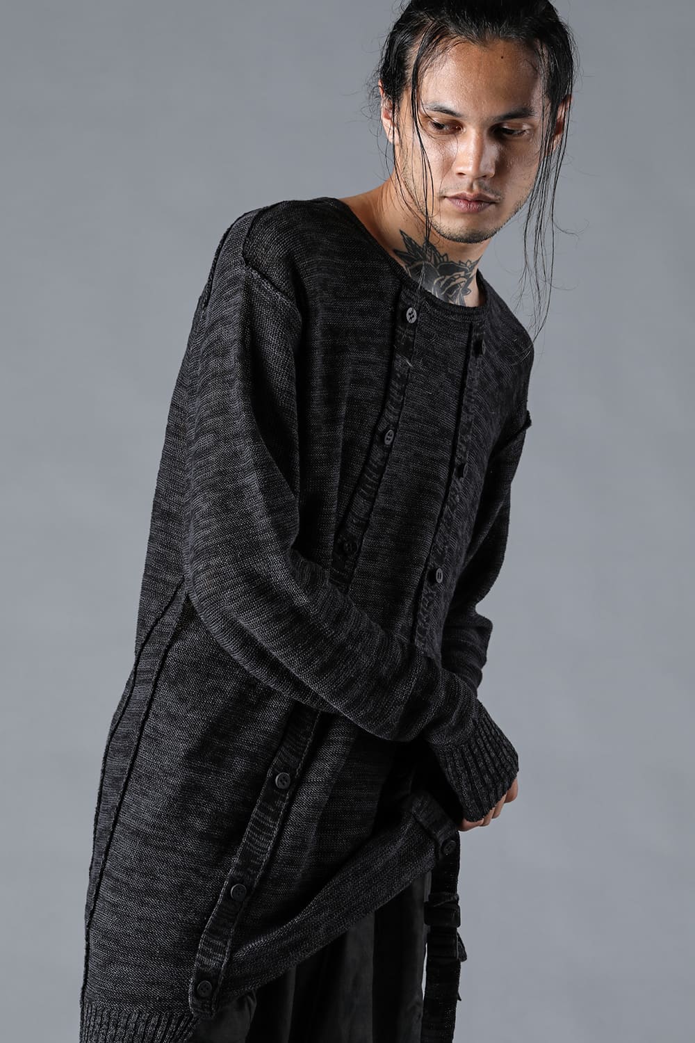 リネンニットWオープンカーディガン