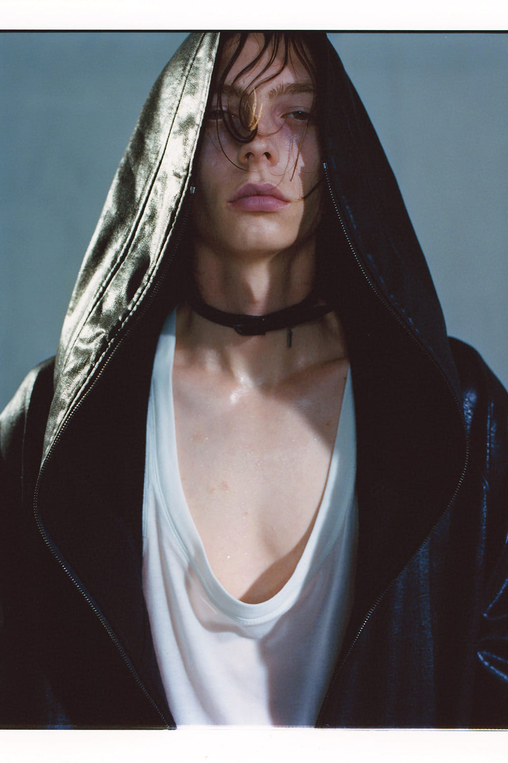 Front Zip Coating Sweat Hoodie