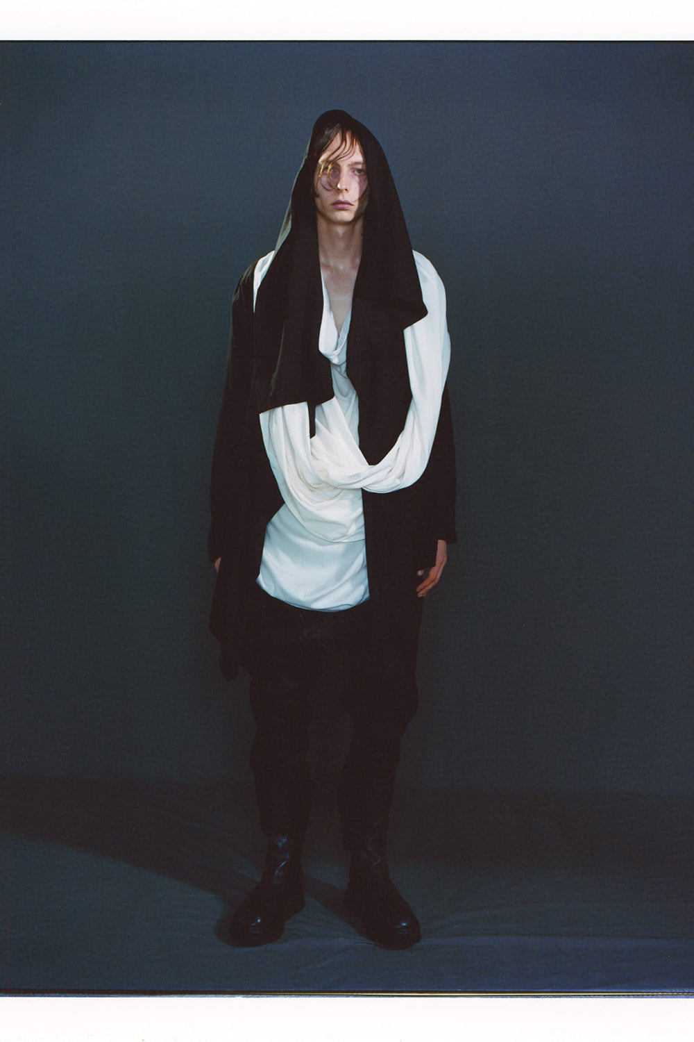 Rayon/Cotton Cloth Drape shirt Black