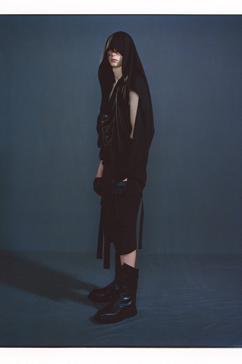 Rayon/Cotton Cloth Drape Neck Pullover Black