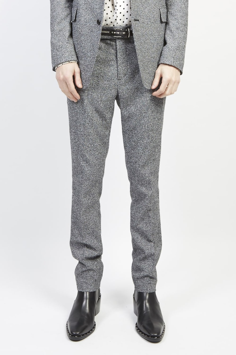 Loop yarn melange tweed slacks