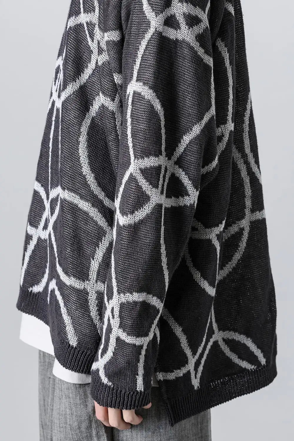 KNITTED CREW NECK Hemp yarn 7gg DK GREY