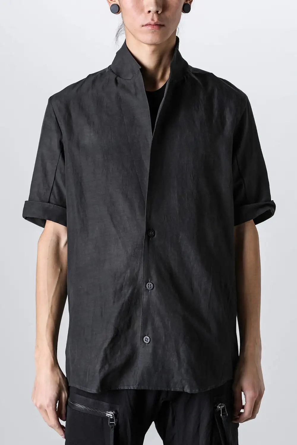 Uneven Dyed Linen x Rayon Tailored Shirt JKT