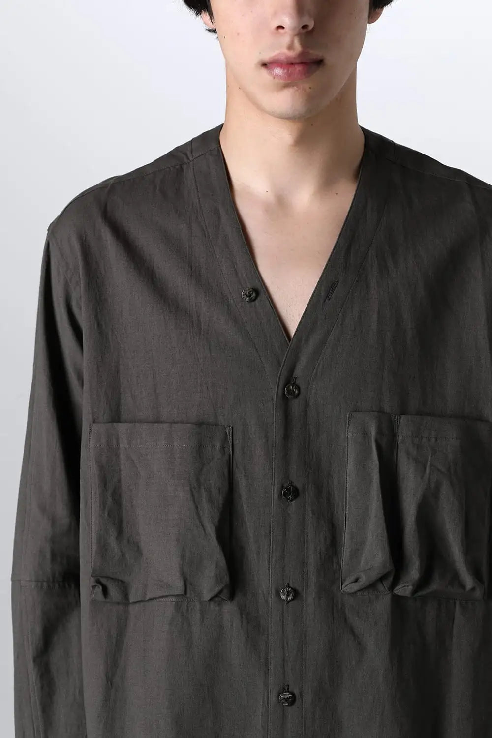 Cotton/Linen V Shirt  Olive Drab