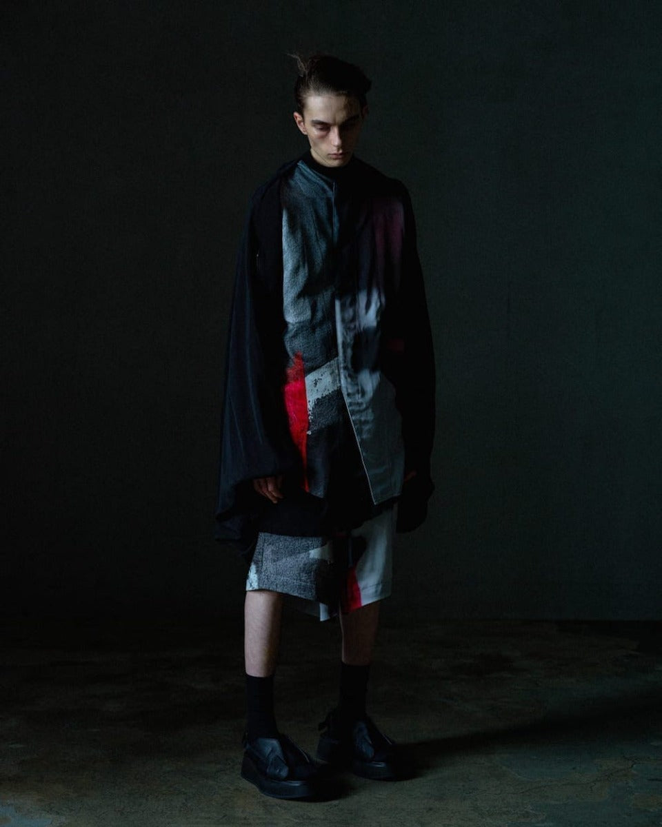 Cupro/Rayon Twill Printed Shirt  Red Print