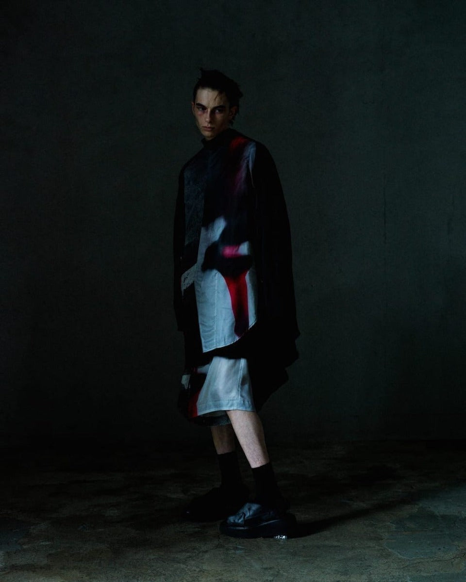 Cupro/Rayon Twill Printed Shirt  Red Print