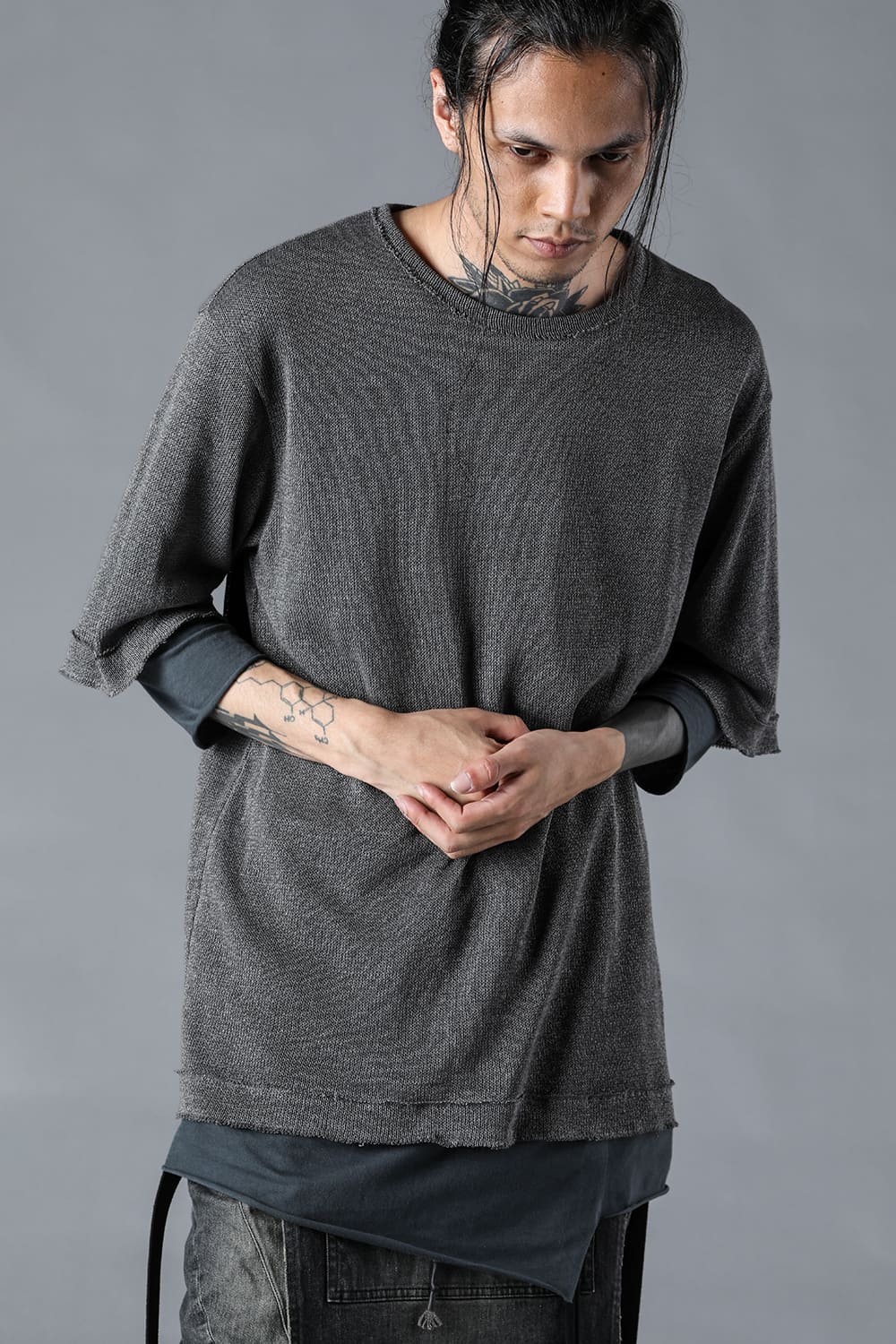 Washi x Rayon Knit Layered T-Shirt