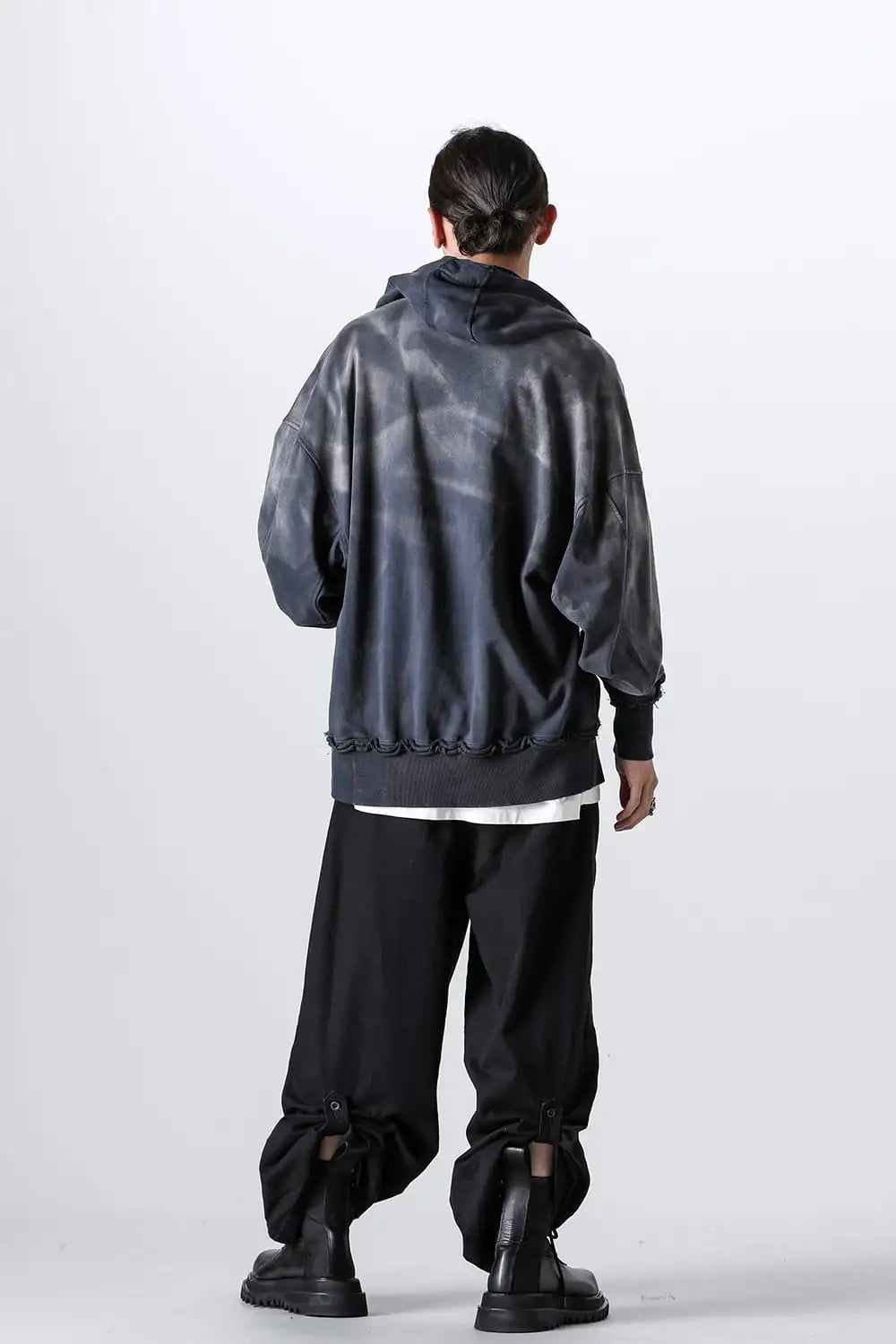 Faded Garment Wash Sweat Hoodie Black