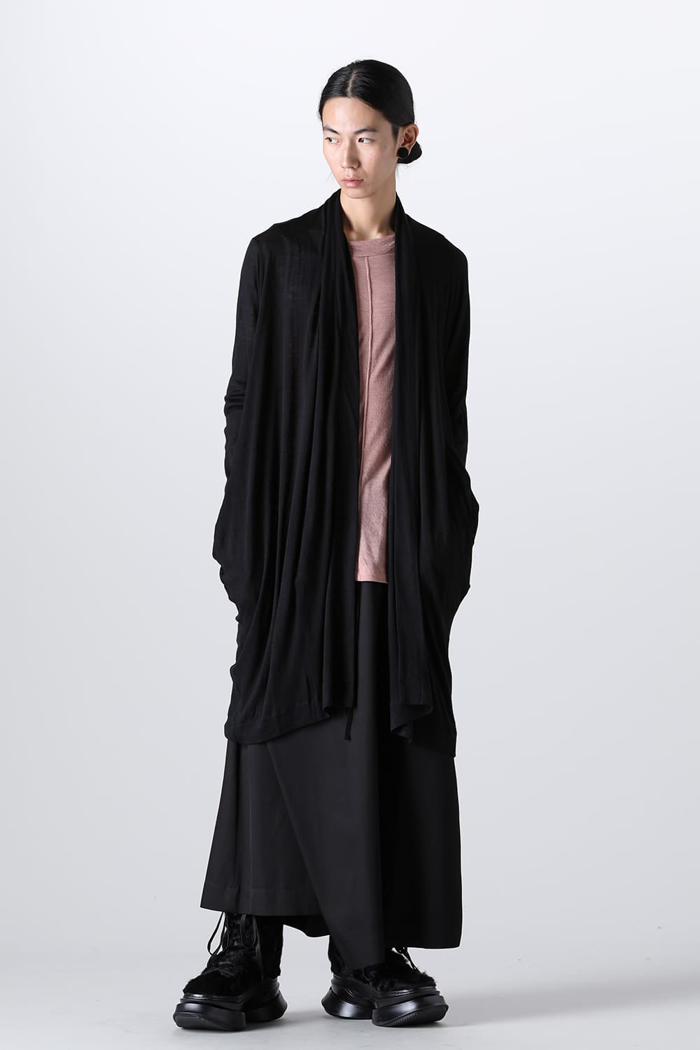 ドレープ ロングカーディガン Black