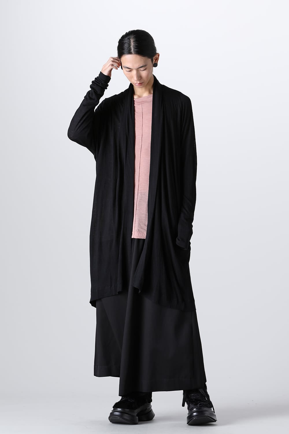 ドレープ ロングカーディガン Black