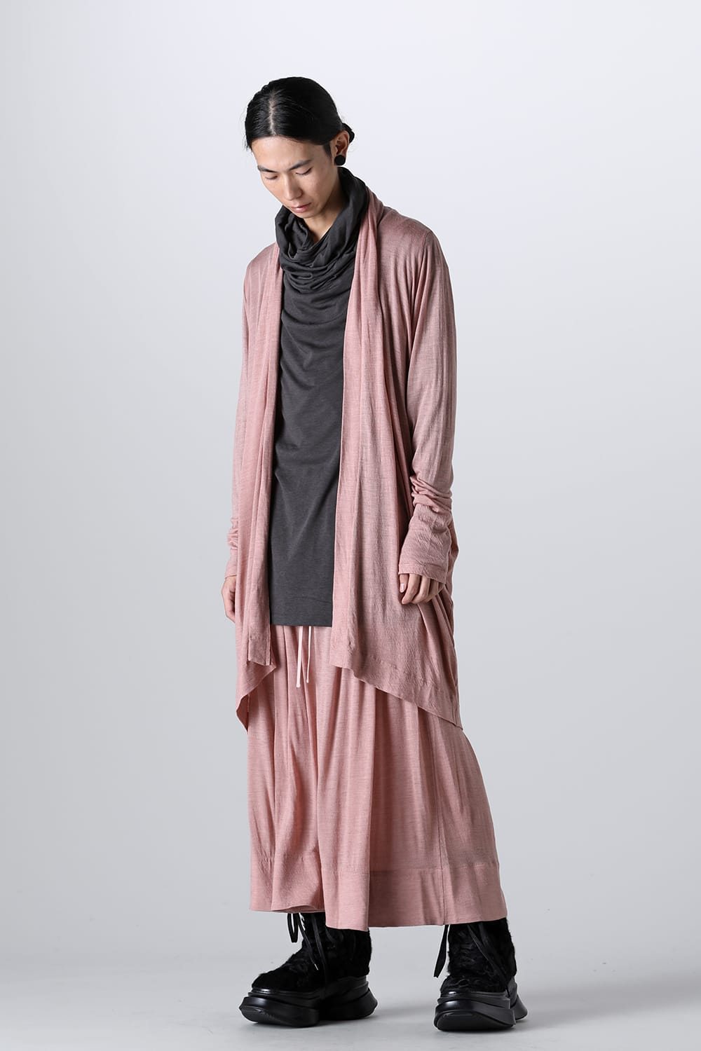 ドレープ ロングカーディガン Pink