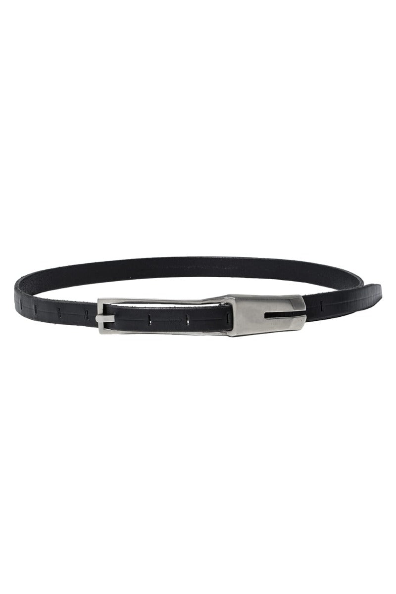 Cow Leather Belt Black × Silver