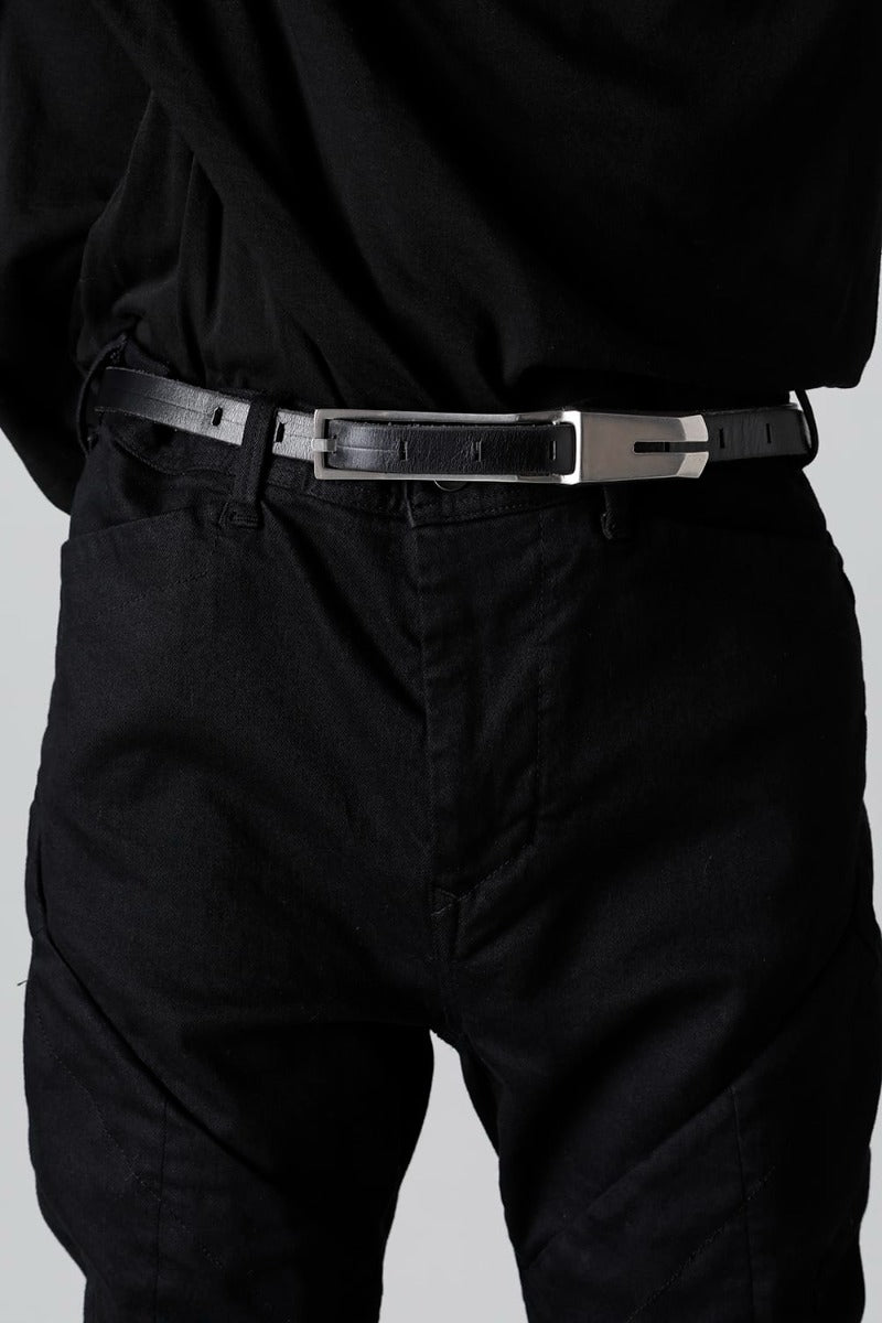 Cow Leather Belt Black × Silver