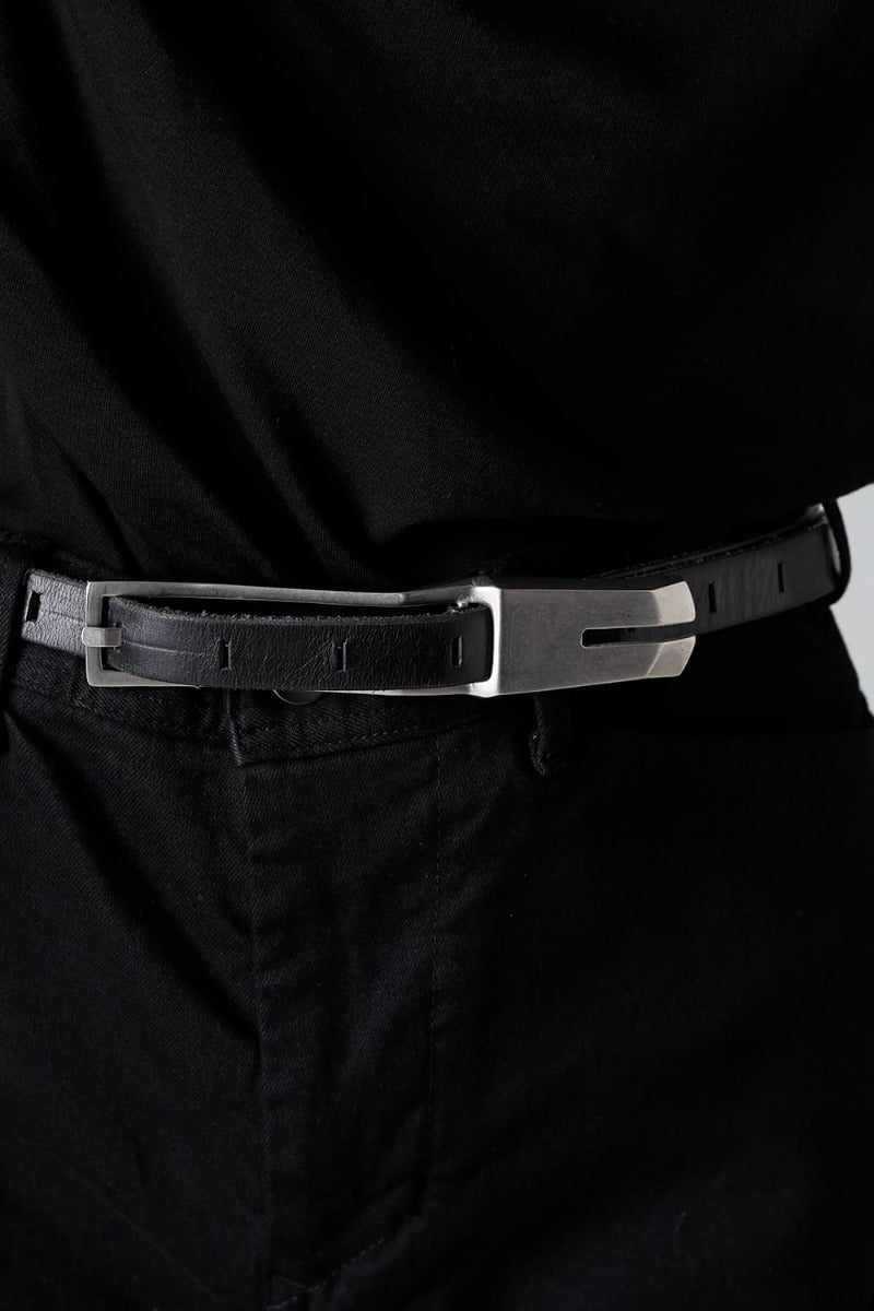 Cow Leather Belt Black × Silver