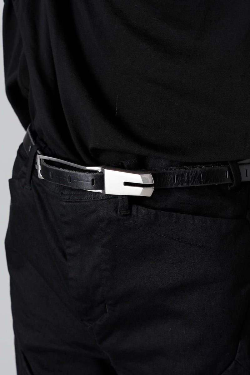 Cow Leather Belt Black × Silver