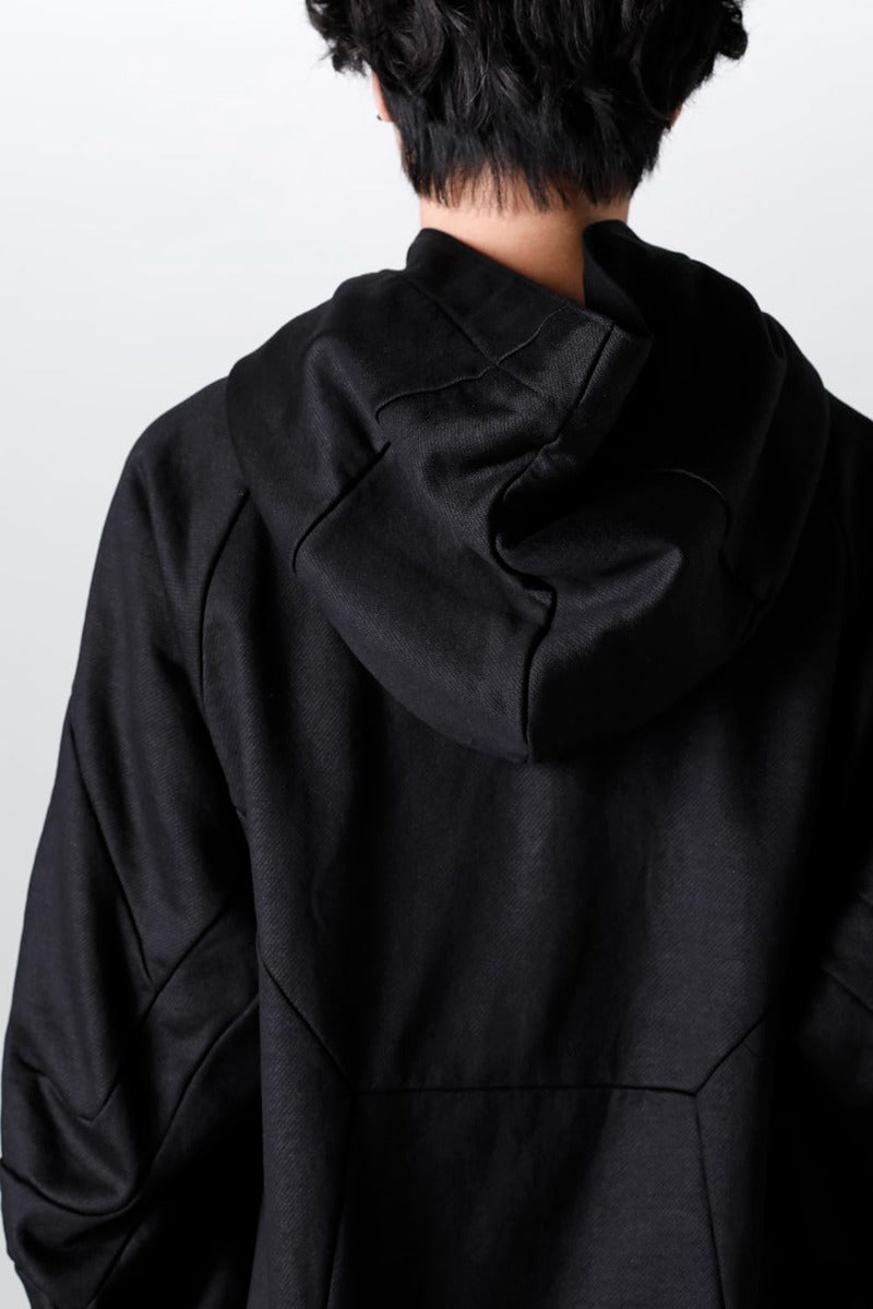 Coated Sweat Seamed Hoodie Black