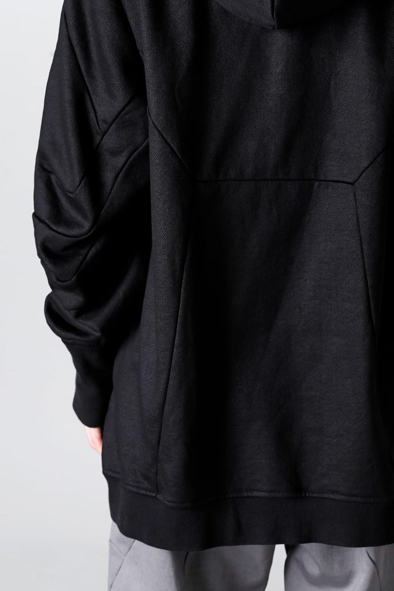 Coated Sweat Seamed Hoodie Black