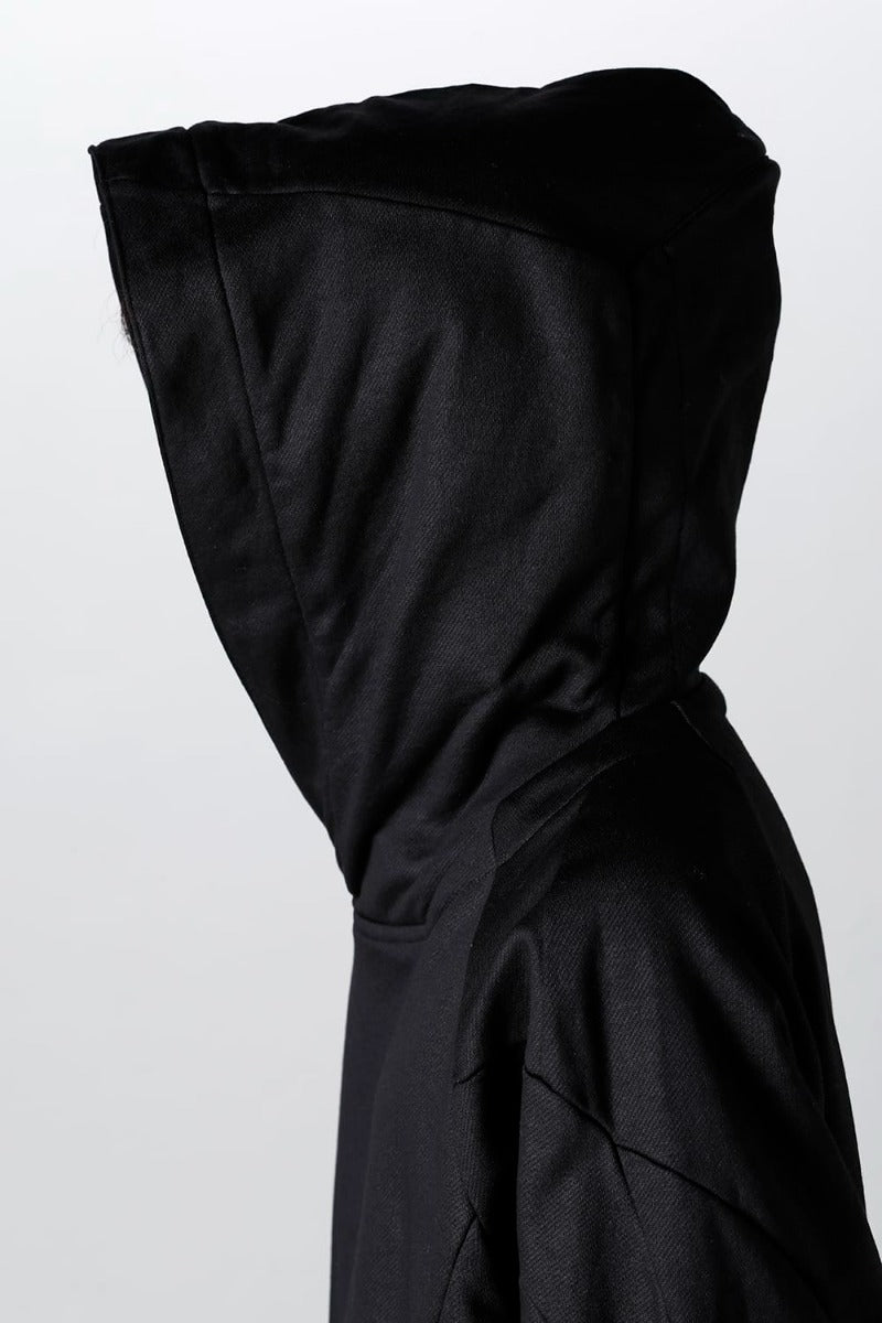 Coated Sweat Seamed Hoodie Black