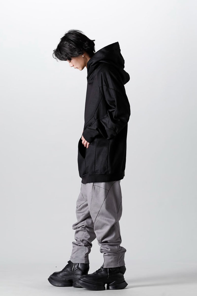 Coated Sweat Seamed Hoodie Black