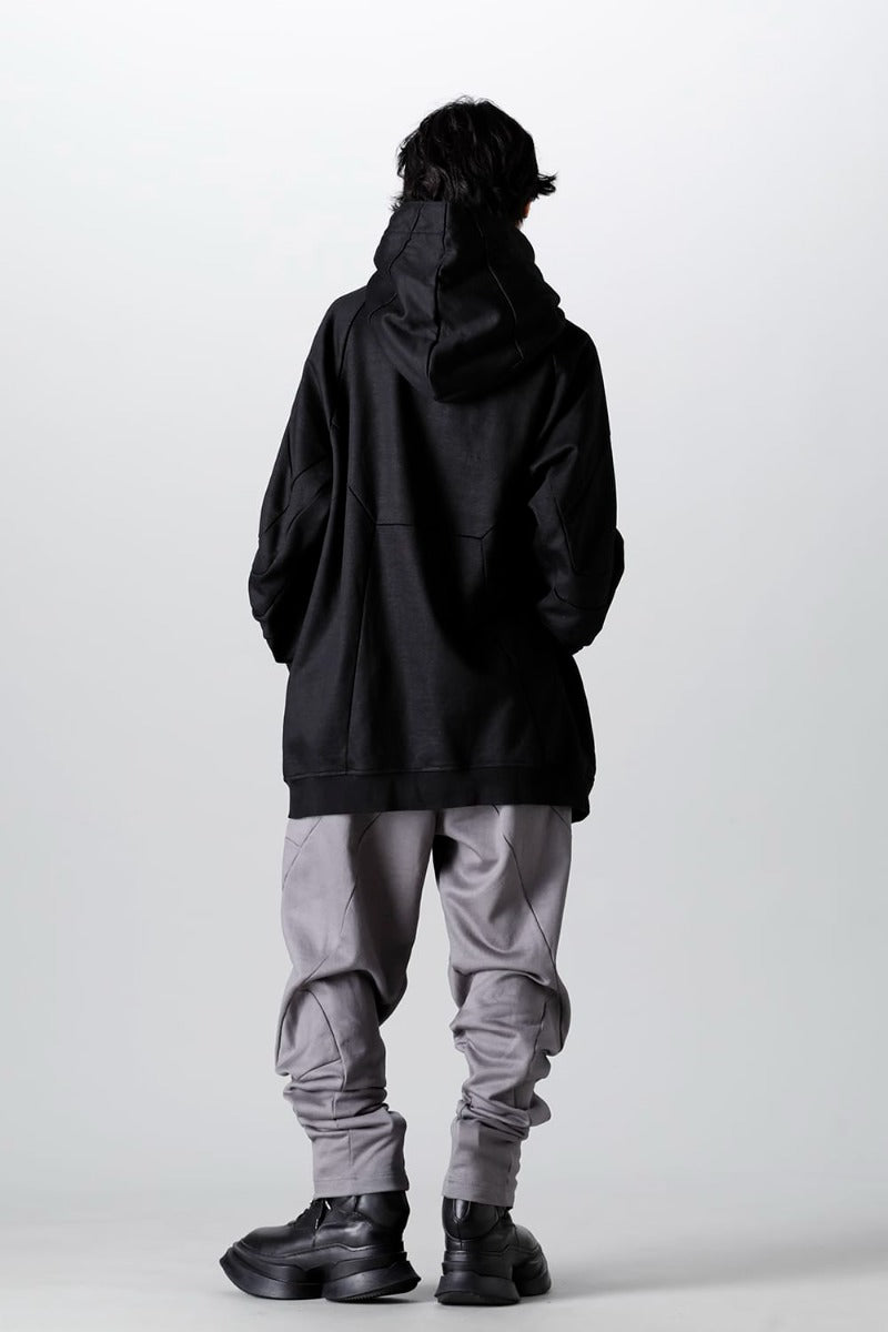 Coated Sweat Seamed Hoodie Black