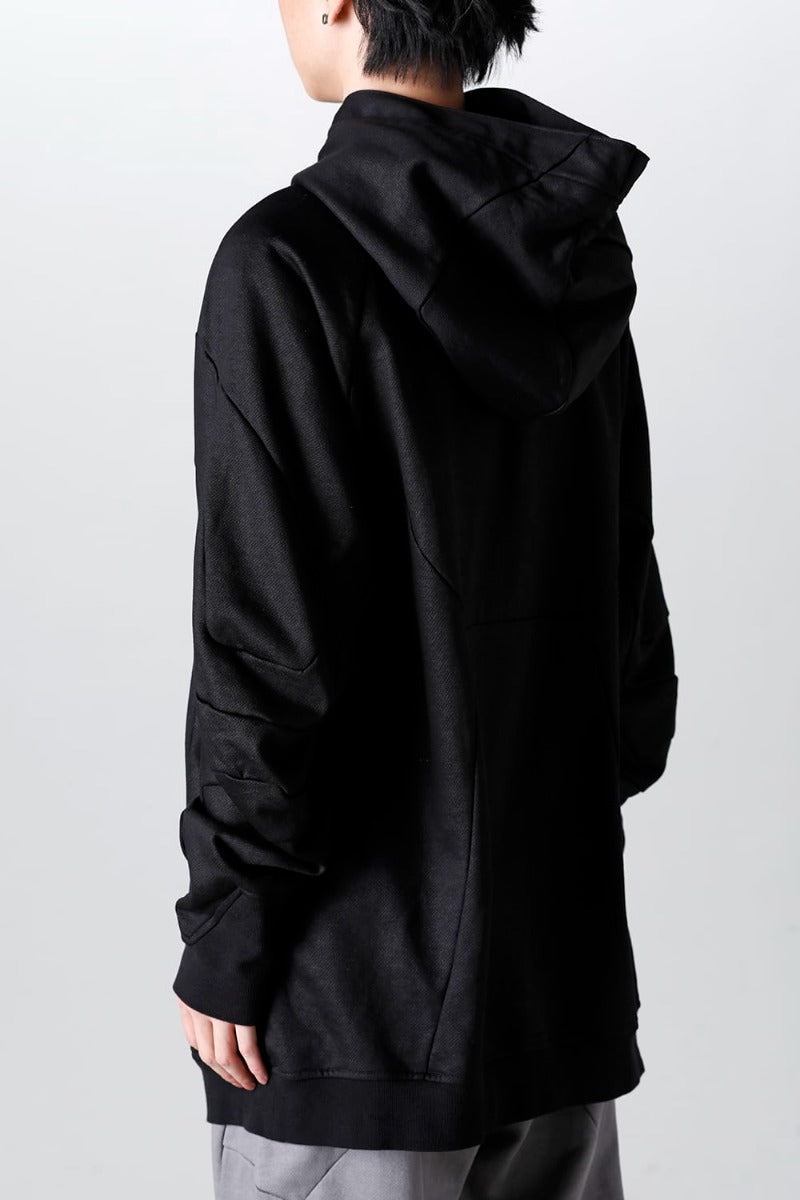 Coated Sweat Seamed Hoodie Black