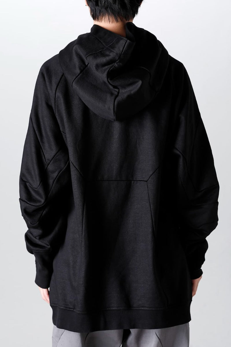 Coated Sweat Seamed Hoodie Black