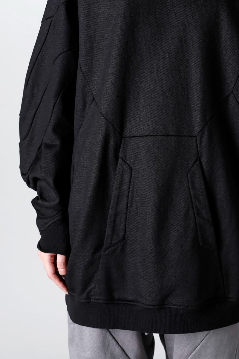 Coated Sweat Seamed Hoodie Black