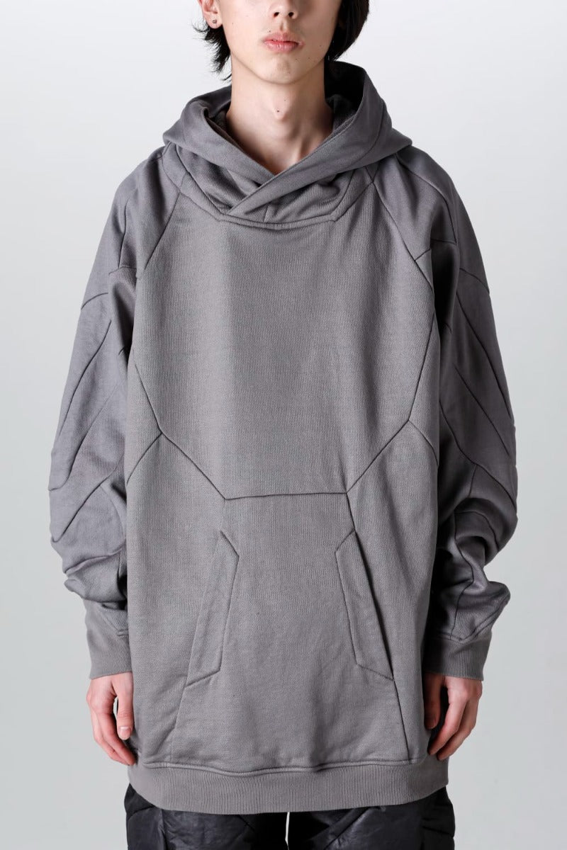 Coated Sweat Seamed Hoodie Gray