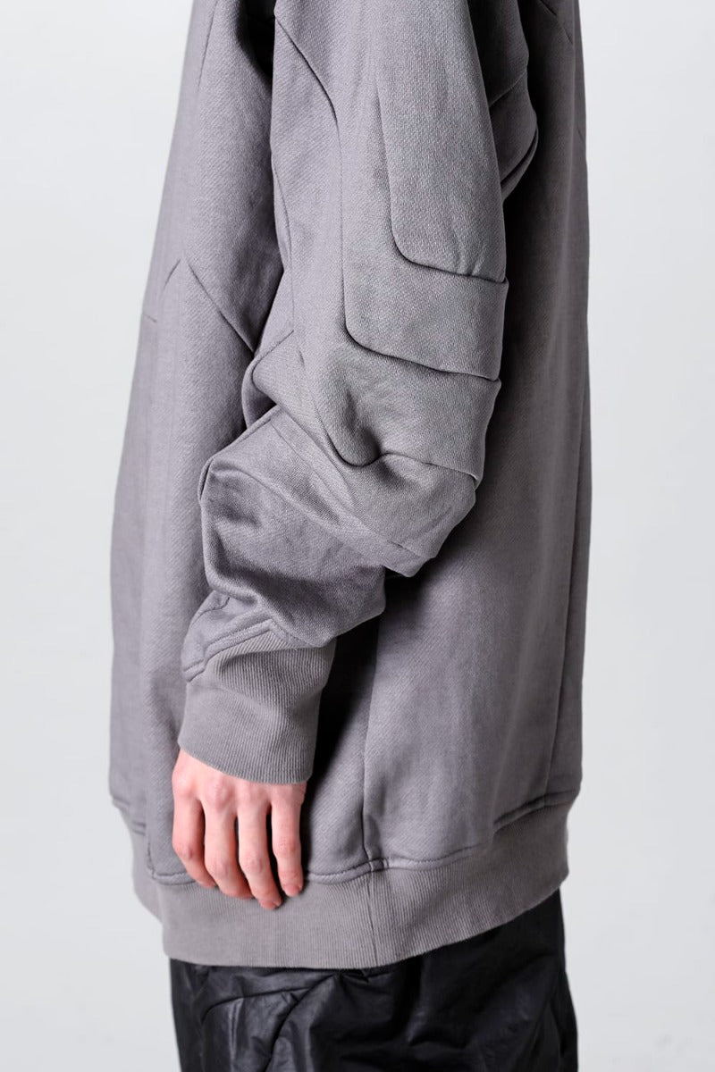 Coated Sweat Seamed Hoodie Gray