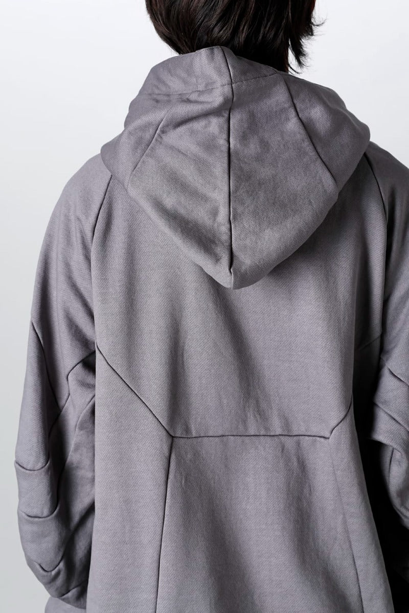 Coated Sweat Seamed Hoodie Gray