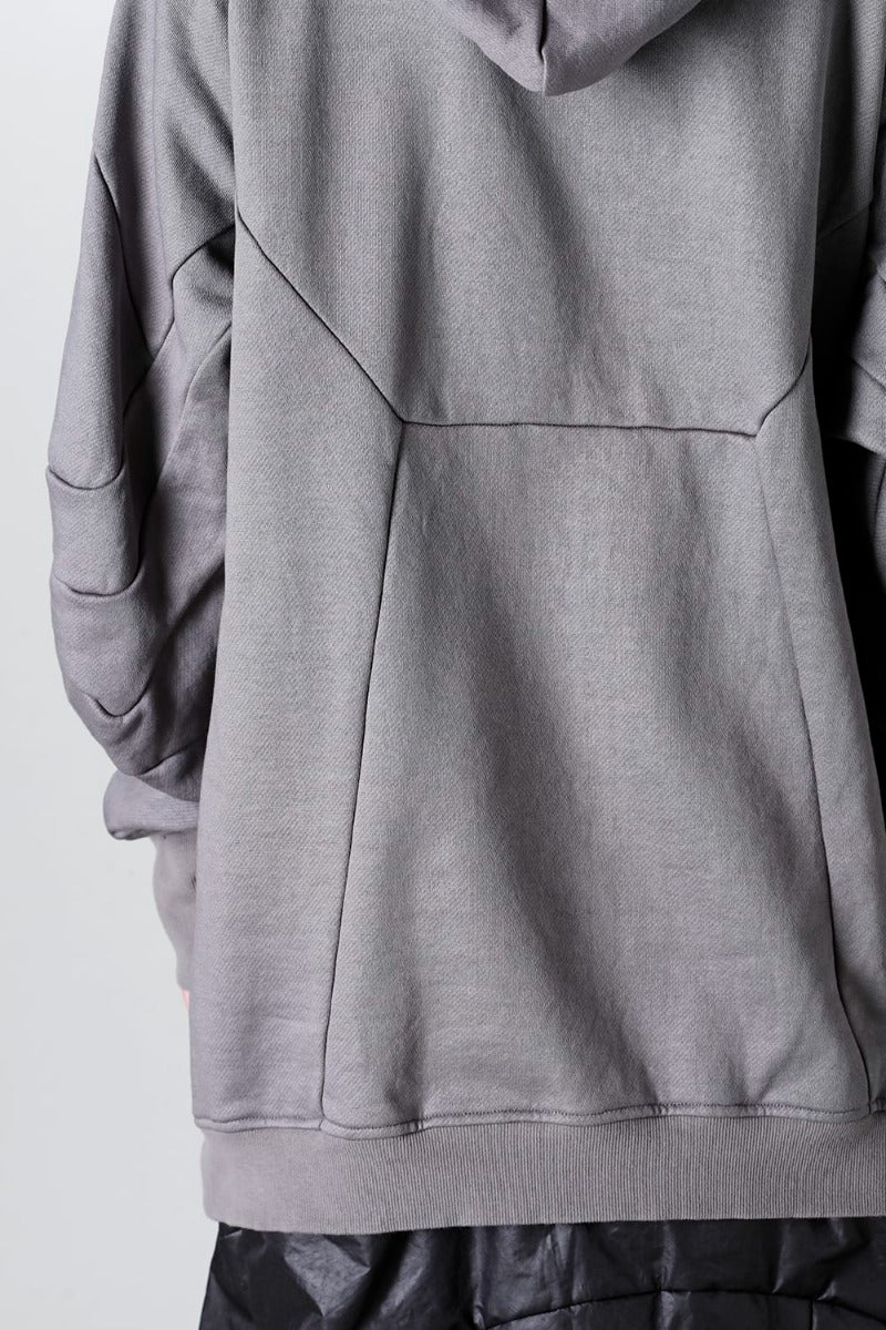 Coated Sweat Seamed Hoodie Gray