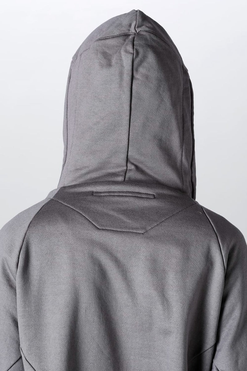 Coated Sweat Seamed Hoodie Gray