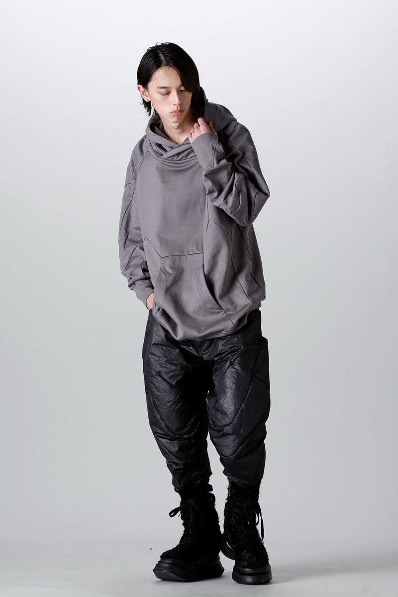 Coated Sweat Seamed Hoodie Gray