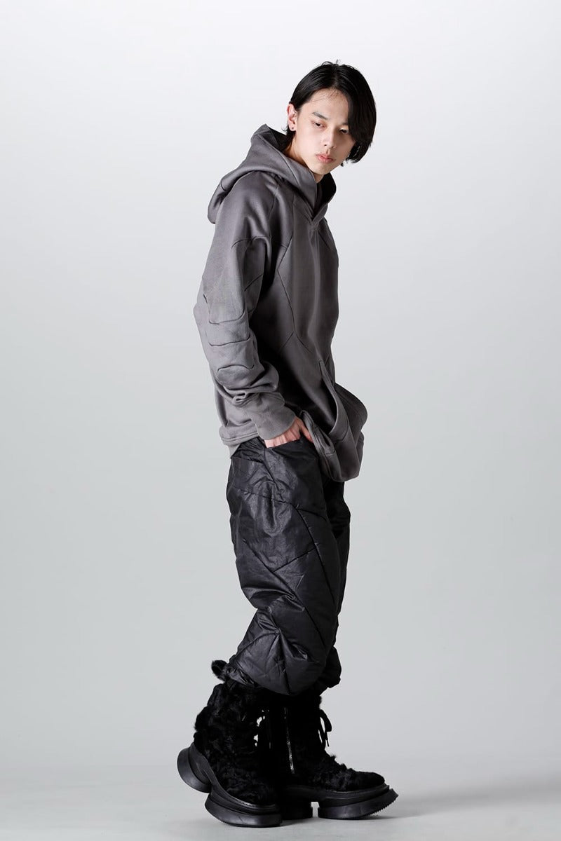 Coated Sweat Seamed Hoodie Gray