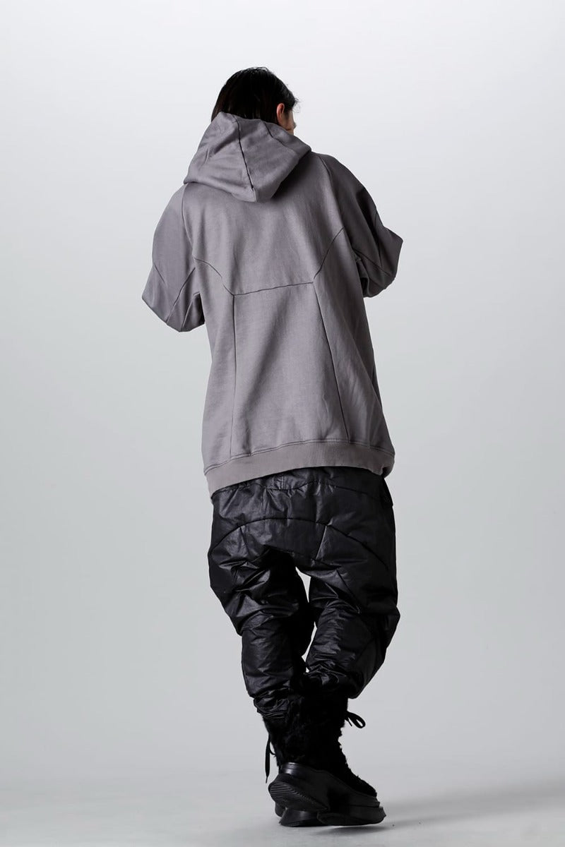 Coated Sweat Seamed Hoodie Gray