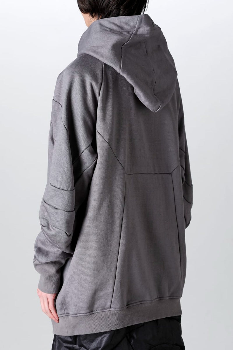 Coated Sweat Seamed Hoodie Gray