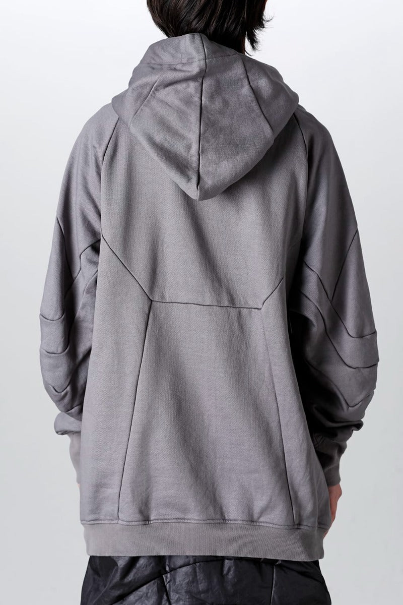 Coated Sweat Seamed Hoodie Gray