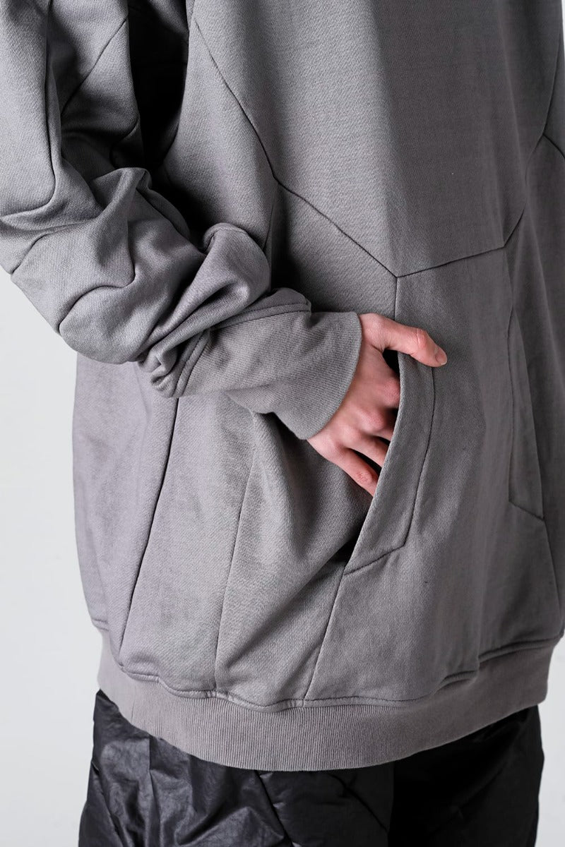 Coated Sweat Seamed Hoodie Gray