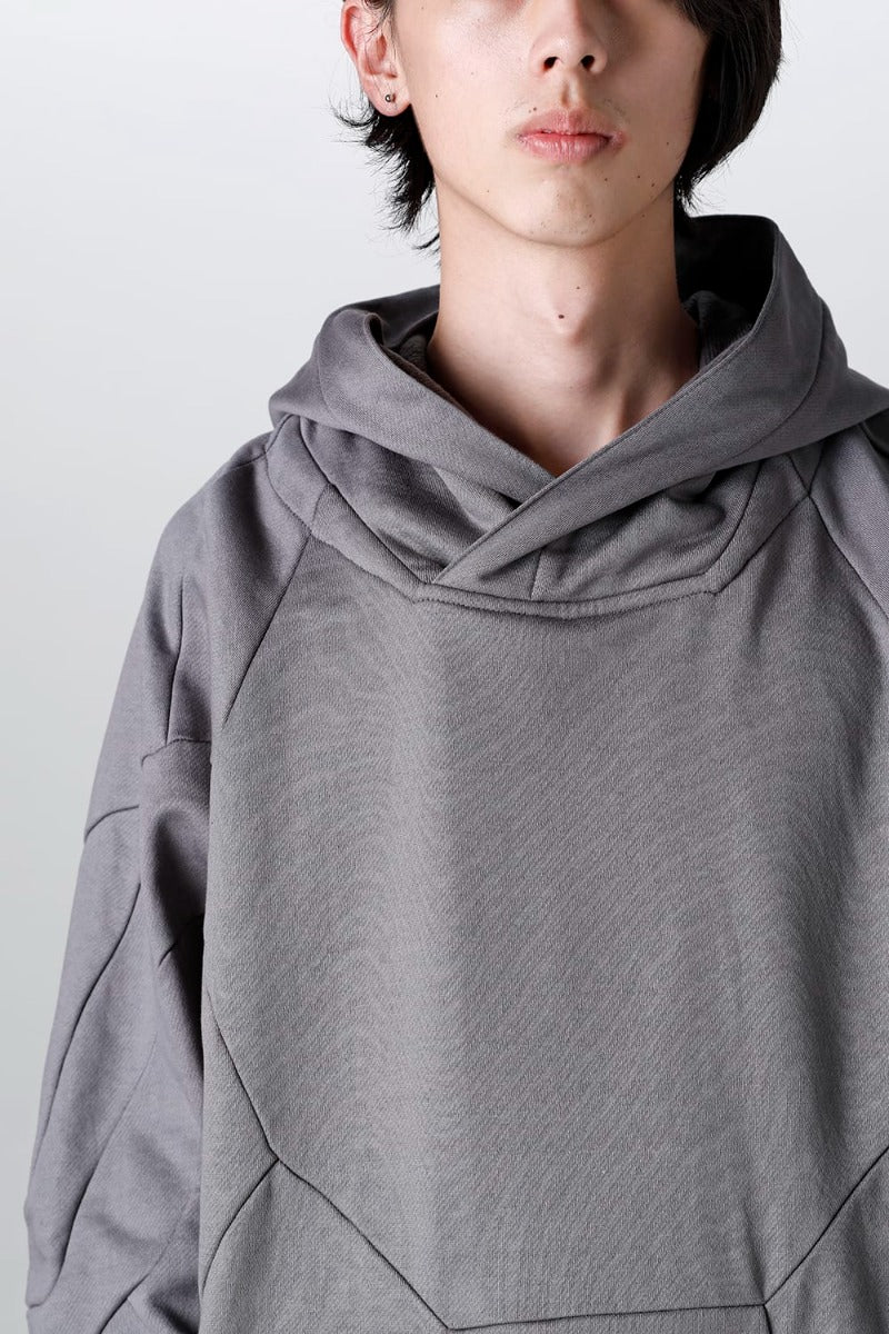 Coated Sweat Seamed Hoodie Gray